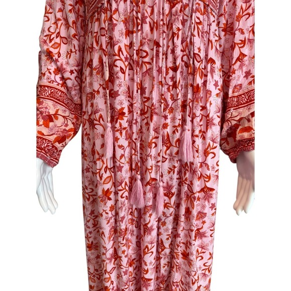 R. Vivimos Pink &‎ Red Tassel Boho Maxi Dress Size S - Picture 5 of 11